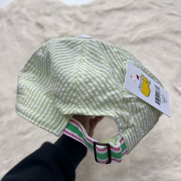 NWT The Masters Golf Tournament Augusta Hat Ladies Green White Seersucker RARE! - Picture 2 of 13